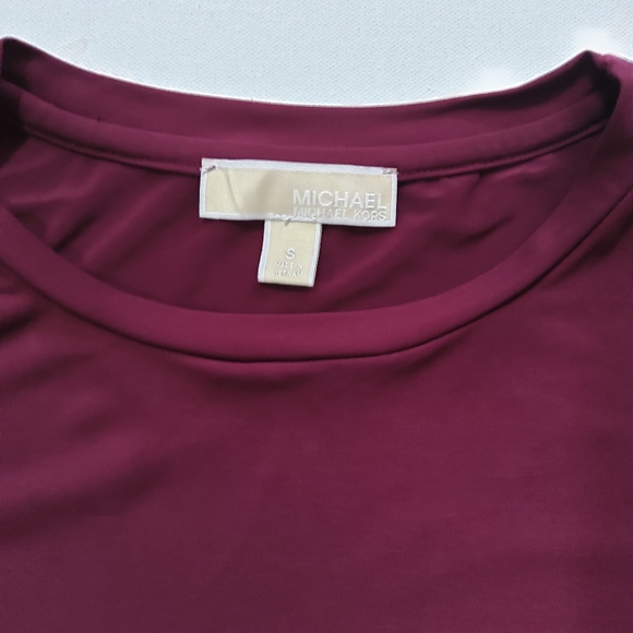 Michael Kors Womens Blouse Size Small Maroon Red Short Flutter Sleeve Career Top - Picture 3 of 8